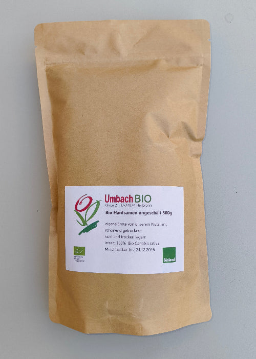 Bio-Hanfsamen (ungeschält) aus eigenem Anbau, 500g