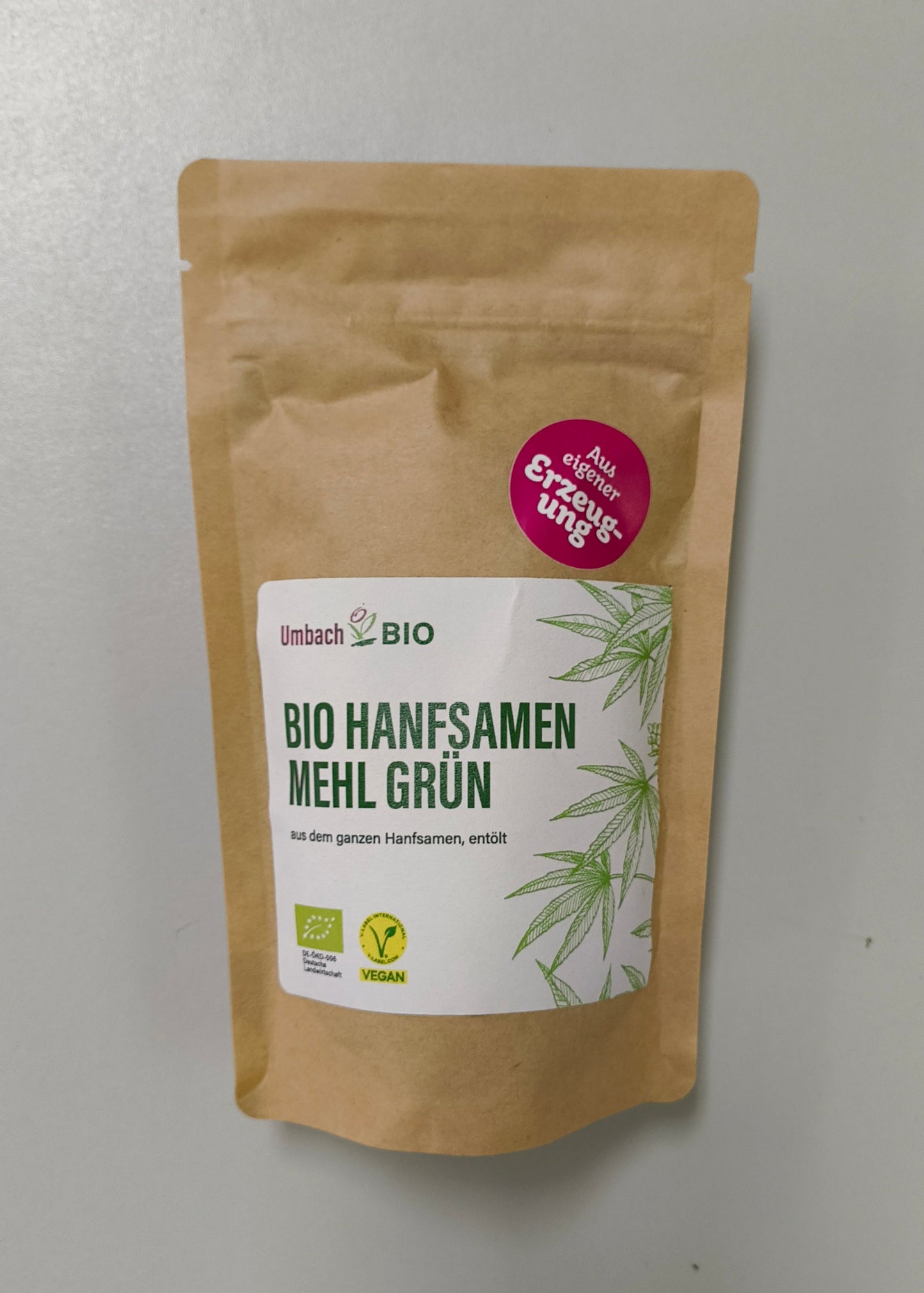 Bio-Hanfsamenmehl, grün aus eigenem Anbau, 150g
