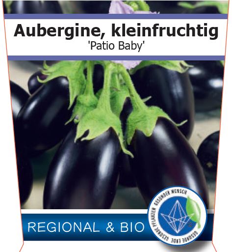 Bio Aubergine, kleinfruchtig  'Patio Baby' - Topfpflanze, Versand ab KW17