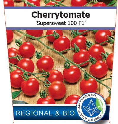 Bio Cherrytomate 'Supersweet' (Solanum lycopersicum) - Topfpflanze, Versand ab KW17