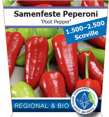 Bio Peperoni 'Poot Pepper' (Capsicum annuum) – Topfpflanze, Versand ab KW17